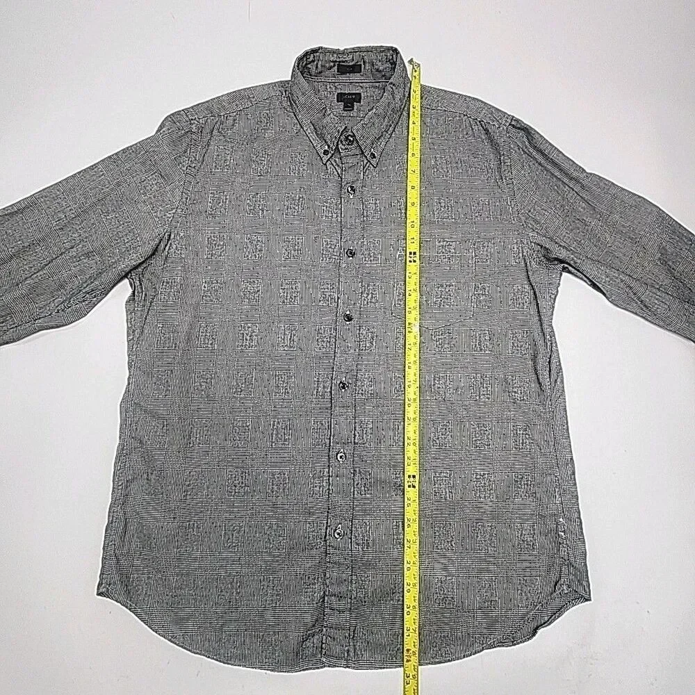 J Crew Shirt Slim Lightweight Flannel Cotton Sz XL Black White Plaid Check Men